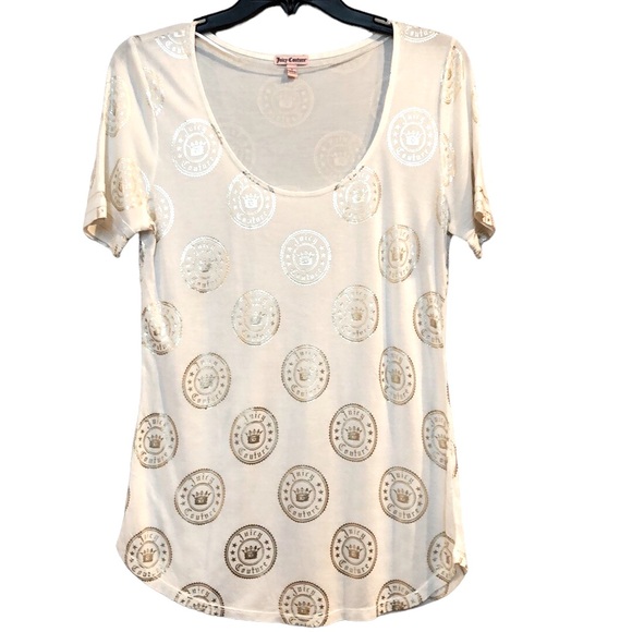 Juicy Couture Tops - Juicy Couture gold medallion t-shirt size S last price drop